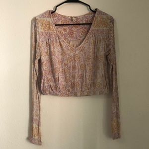 Billabong White Floral Long Sleeve Top